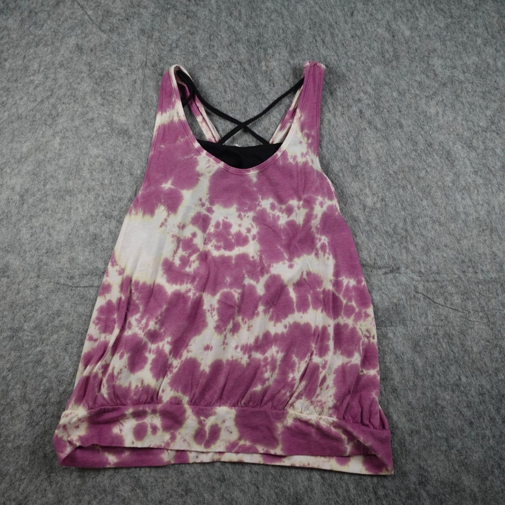FP Movement Top Women Medium Purple Tie Dye Strappy Open Back Active Yoga Tank